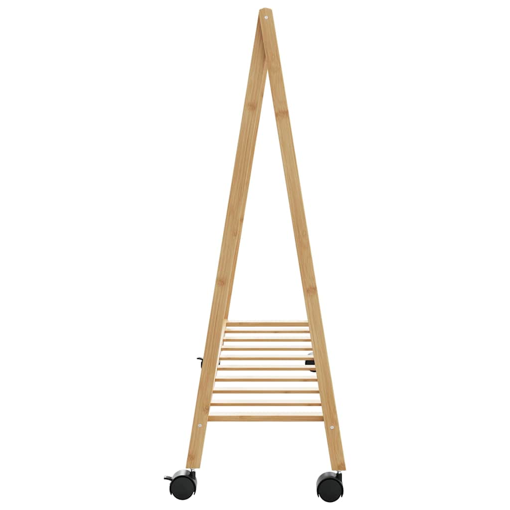 Ράφι ρούχων με ράφια και ρόδες 106x34x106,5 cm Μπαμπού