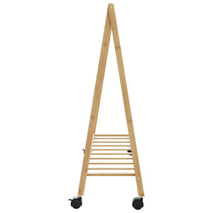 Ράφι ρούχων με ράφια και ρόδες 106x34x106,5 cm Μπαμπού