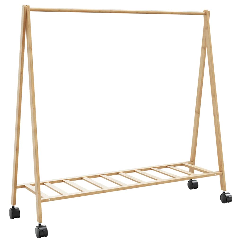 Ράφι ρούχων με ράφια και ρόδες 106x34x106,5 cm Μπαμπού