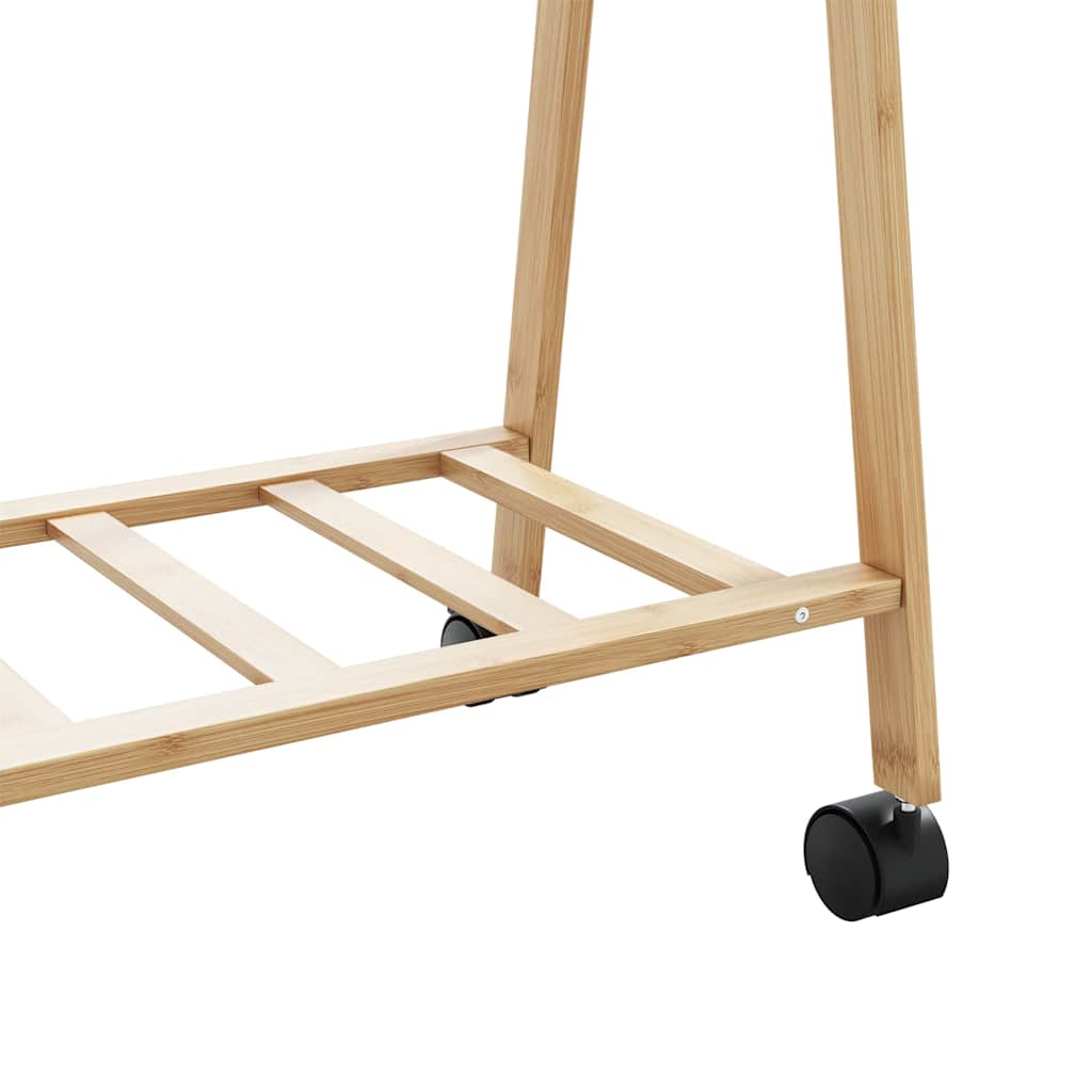 Ράφι ρούχων με ράφια και ρόδες 106x34x106,5 cm Μπαμπού