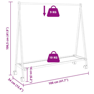 Ράφι ρούχων με ράφια και ρόδες 106x34x106,5 cm Μπαμπού