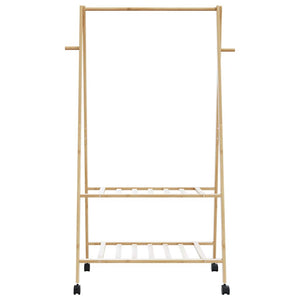 Ράφι ρούχων με ράφια και ρόδες 96x45,5x155,5 cm Μπαμπού