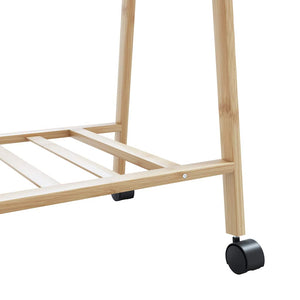 Ράφι ρούχων με ράφια και ρόδες 96x45,5x155,5 cm Μπαμπού