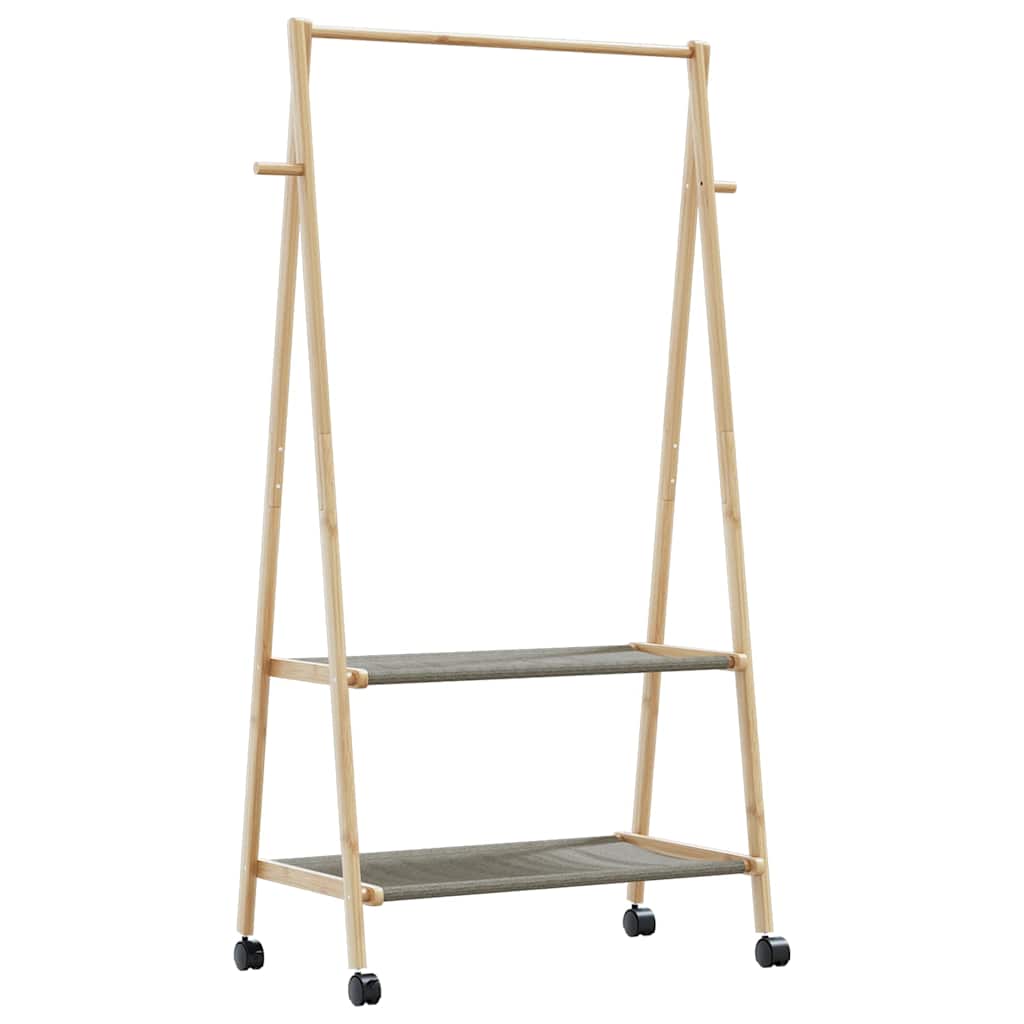 Ράφι ρούχων με ράφια και ρόδες 96x45,5x155,5 cm Μπαμπού
