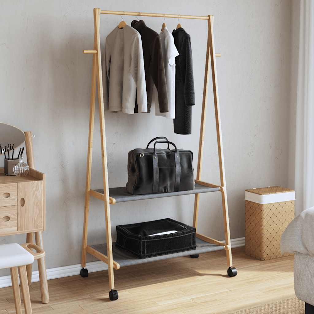 Ράφι ρούχων με ράφια και ρόδες 96x45,5x155,5 cm Μπαμπού