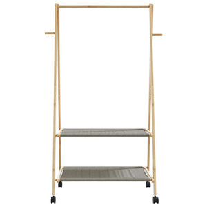 Ράφι ρούχων με ράφια και ρόδες 96x45,5x155,5 cm Μπαμπού