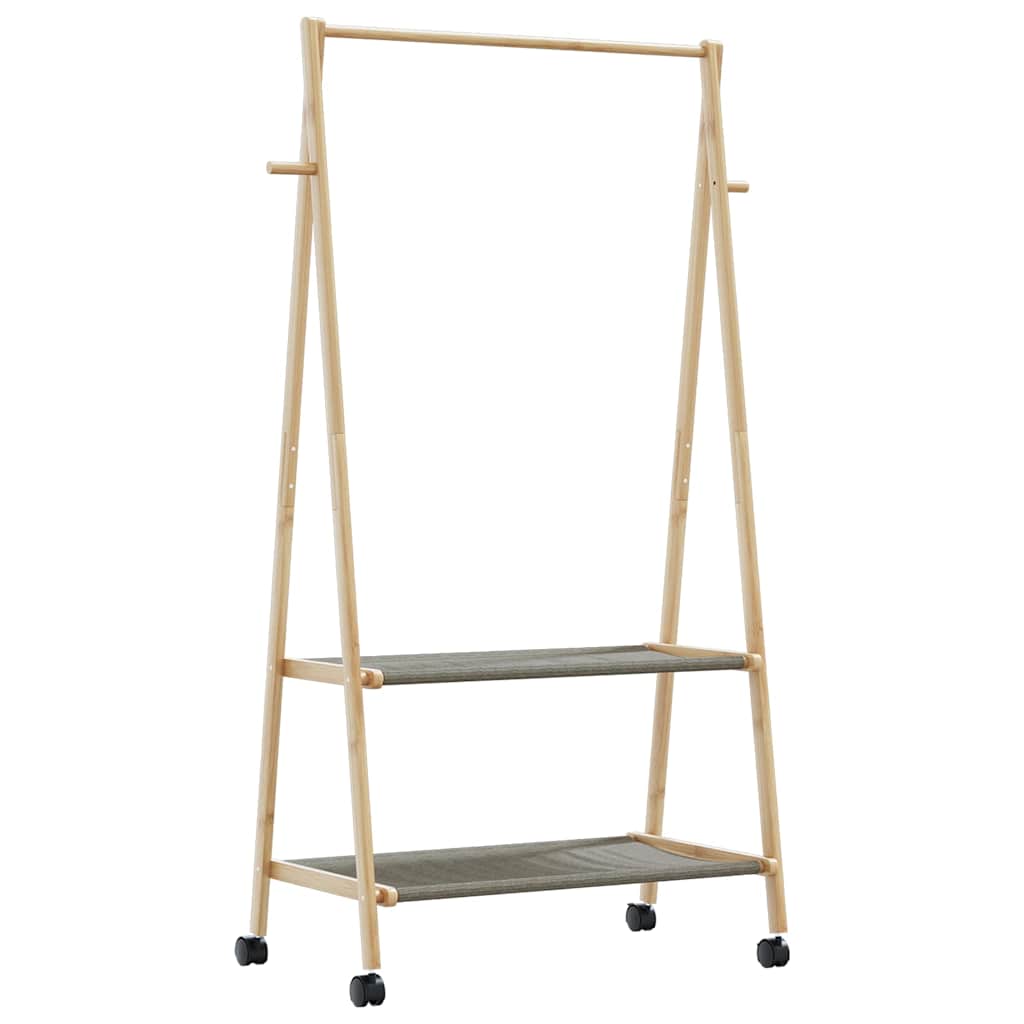 Ράφι ρούχων με ράφια και ρόδες 96x45,5x155,5 cm Μπαμπού