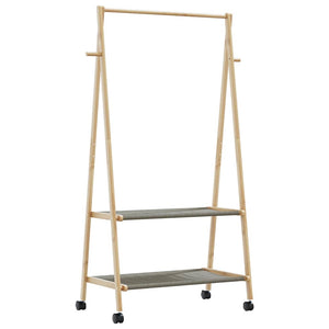 Ράφι ρούχων με ράφια και ρόδες 96x45,5x155,5 cm Μπαμπού