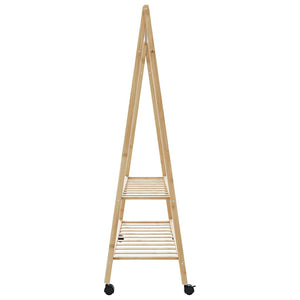 Ράφι ρούχων με ράφια και ρόδες 132x45,5x155,5 εκ.Μπαμπού