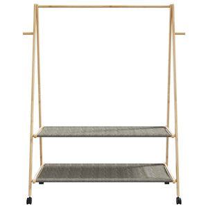 Ράφι ρούχων με ράφια και ρόδες 132x45,5x155,5 εκ.Μπαμπού