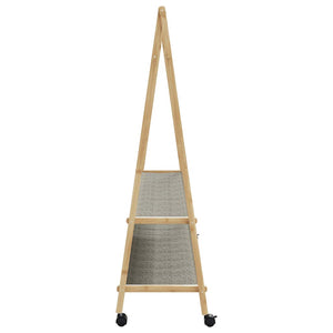 Ράφι ρούχων με ράφια και ρόδες 132x45,5x155,5 εκ.Μπαμπού