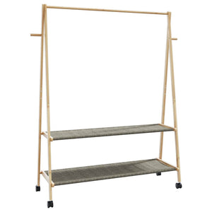Ράφι ρούχων με ράφια και ρόδες 132x45,5x155,5 εκ.Μπαμπού