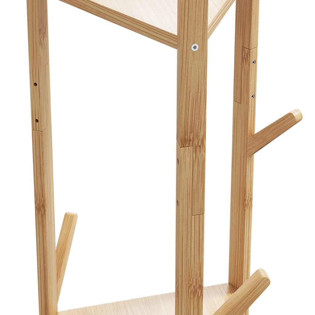 Βάση για Ρούχα με Γάντζους και Ράφια 39x33x166 εκ. από Μπαμπού - Pakobazaar