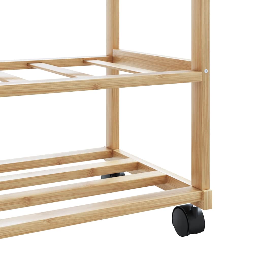 Ράφι Ρούχων με Ράφια και Ρόδες 100x38x175,5 εκ. από Μπαμπού - Pakobazaar