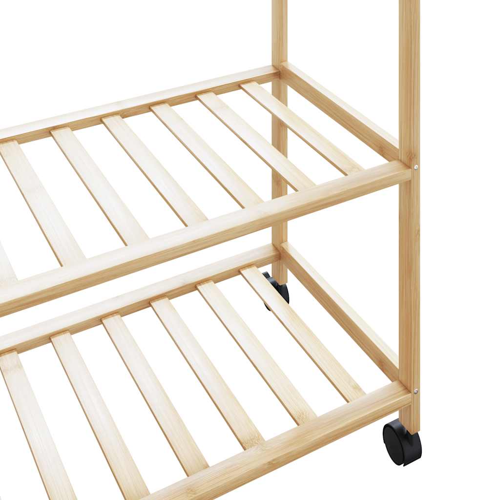 Ράφι Ρούχων με Ράφια και Ρόδες 90x40x179,5 εκ. από Μπαμπού - Pakobazaar