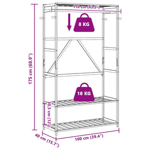 Κρεμάστρα Ρούχων με Ράφια 110x40x175 εκ. Μπαμπού