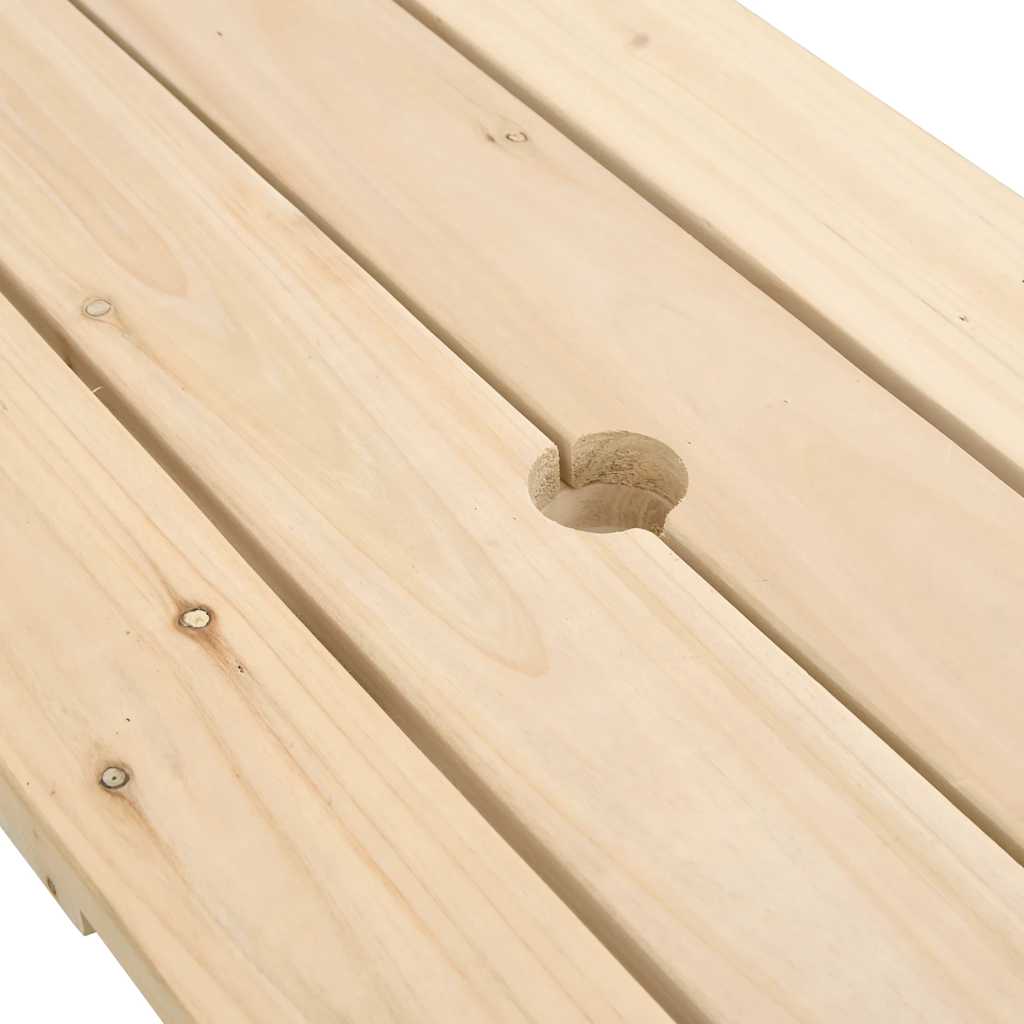 Τραπέζι Πικνίκ για 4 Παιδιά με Οπή Ομπρέλας Μασίφ Ξύλο Ελάτης - Pakobazaar