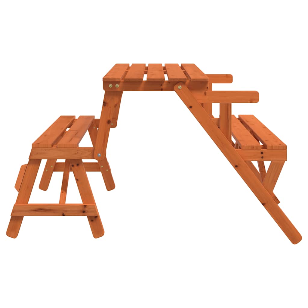 Τραπέζι Πικνικ με Παγκάκια 2 σε 1 Μετατρέψιμο Μασίφ Ξύλο Ελάτης - Pakobazaar