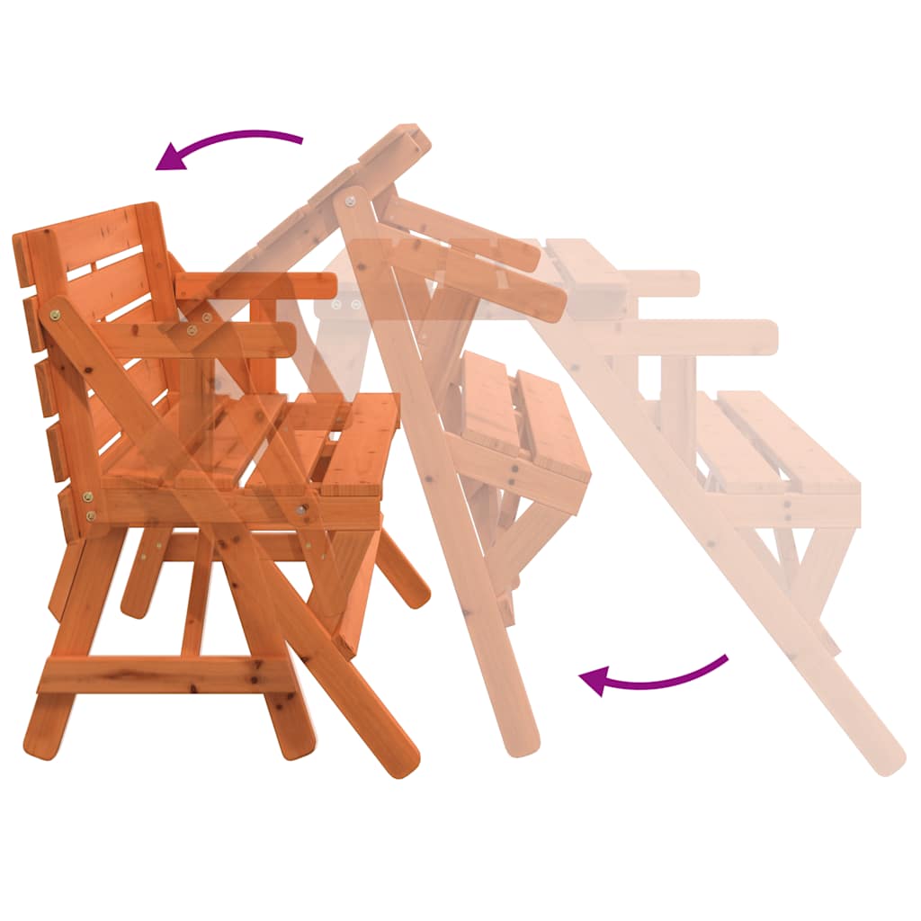 Τραπέζι Πικνικ με Παγκάκια 2 σε 1 Μετατρέψιμο Μασίφ Ξύλο Ελάτης - Pakobazaar