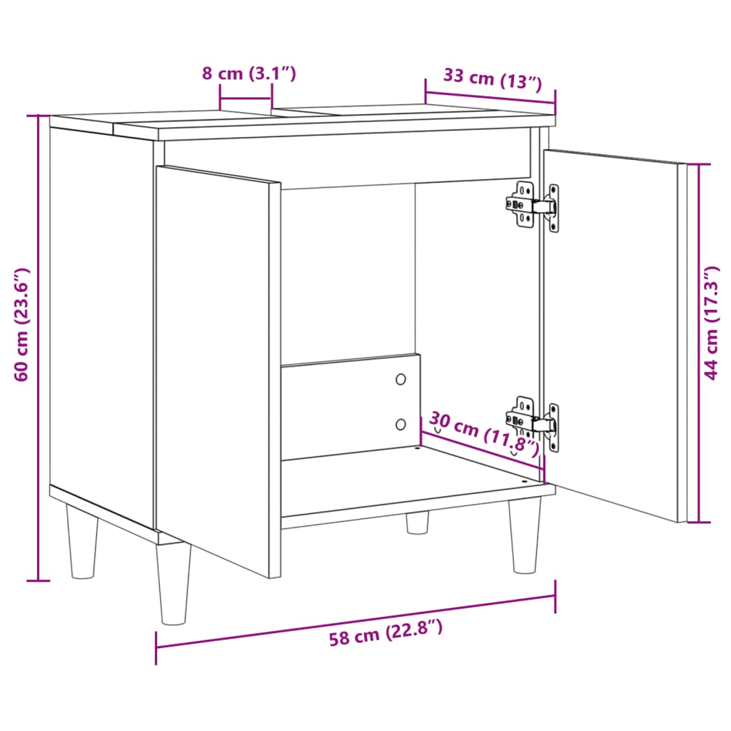 Ντουλάπι Νιπτήρα Sonoma Δρυς 58x33x60 εκ. Επεξεργασμένο Ξύλο