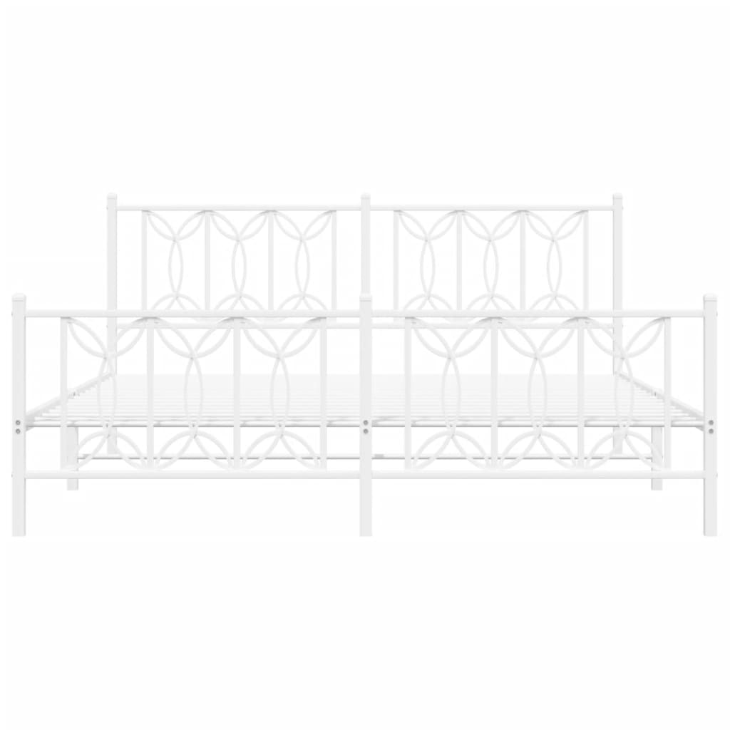Πλαίσιο Κρεβατιού με Κεφαλάρι&Ποδαρικό Λευκό 180x200εκ. Μέταλλο