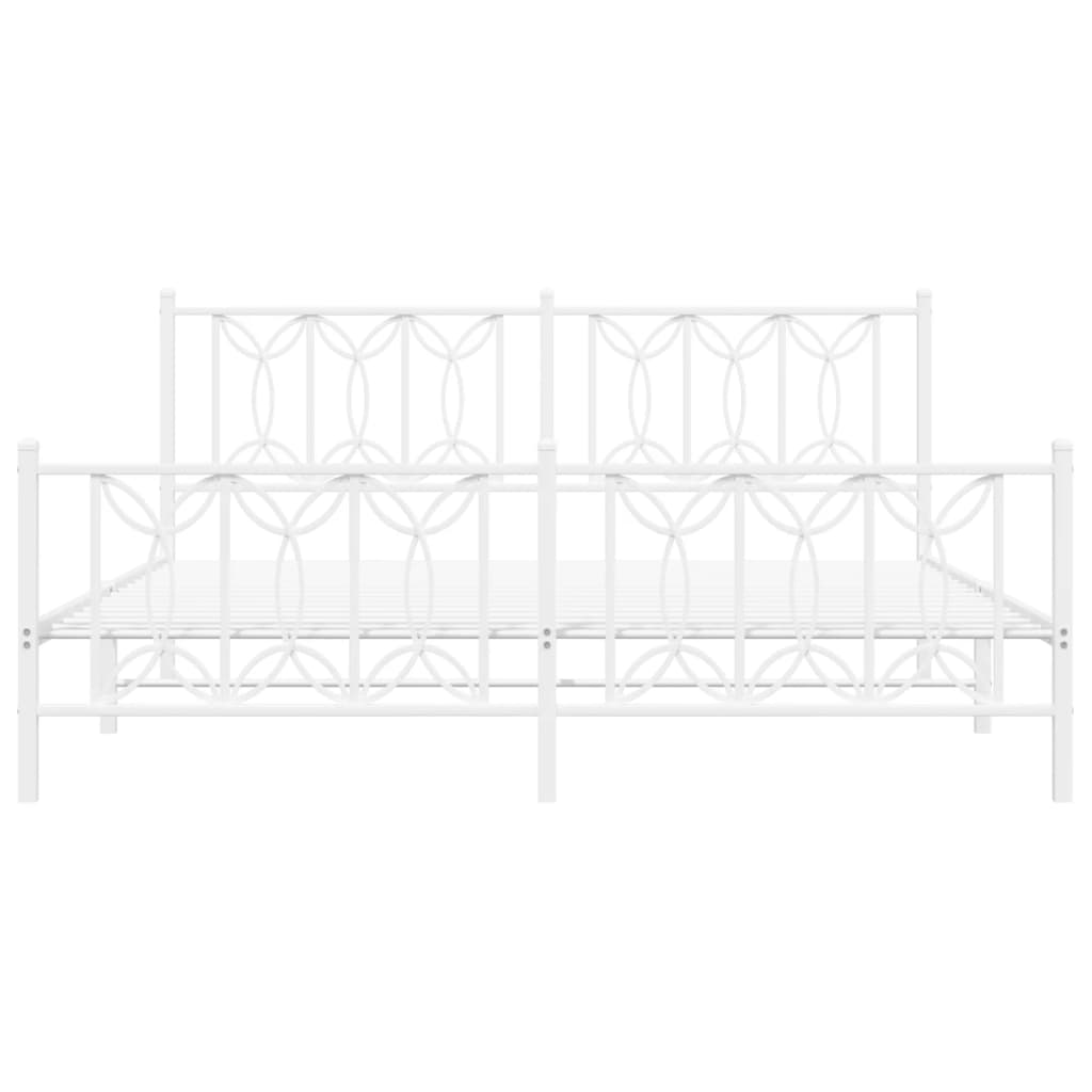 Πλαίσιο Κρεβατιού με Κεφαλάρι&Ποδαρικό Λευκό 183x213εκ. Μέταλλο