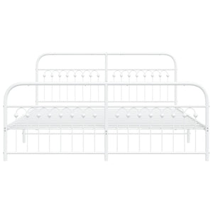 Πλαίσιο Κρεβατιού με Κεφαλάρι&Ποδαρικό Λευκό 183x213εκ. Μέταλλο