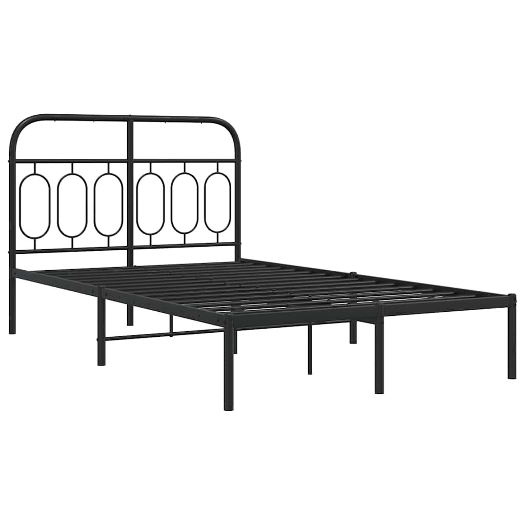 Πλαίσιο Κρεβατιού με Κεφαλάρι Μαύρο 120 x 200 εκ. Μεταλλικό