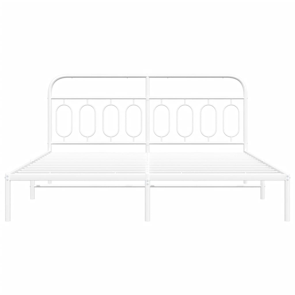 Πλαίσιο Κρεβατιού με Κεφαλάρι Λευκό 160x200 εκ. Μεταλλικό - Pakobazaar