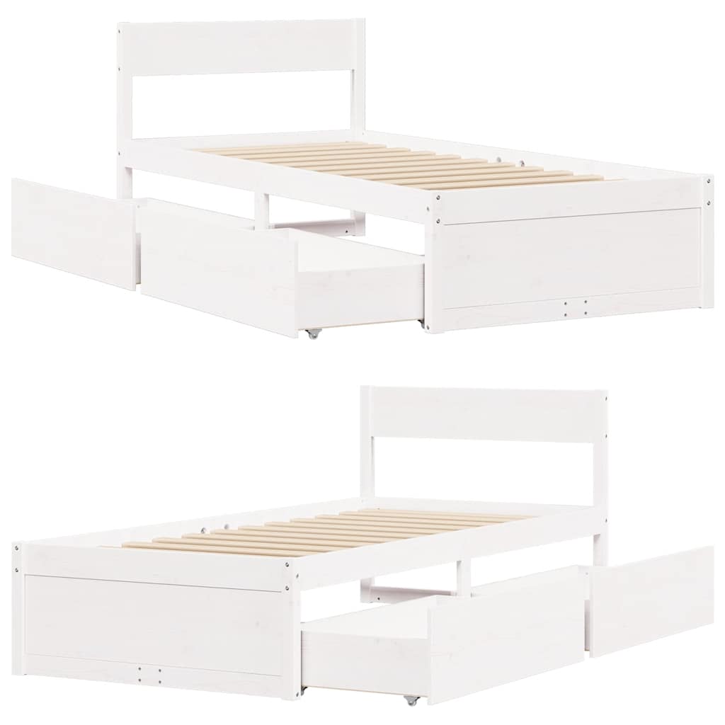 Σκελετός Κρεβατιού Χωρίς Στρώμα Λευκό 100x200 εκ. Μασίφ Πεύκο