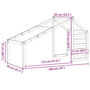Οροφή Κρεβατιού Παιδική Λευκό 188x82x113 εκ. Μασίφ Ξύλο Πεύκου