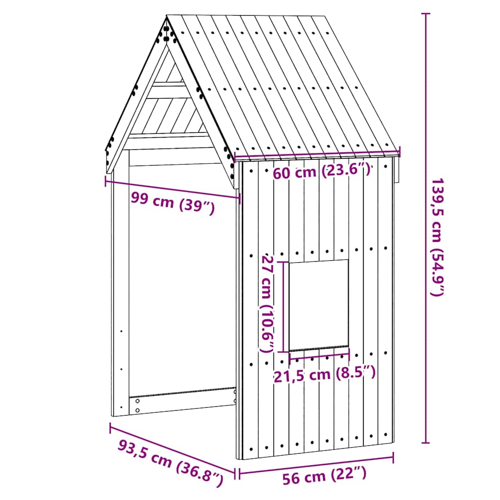 Οροφή Κρεβατιού Παιδική Καφέ 60x99x139,5 εκ. Μασίφ Ξύλο Πεύκου