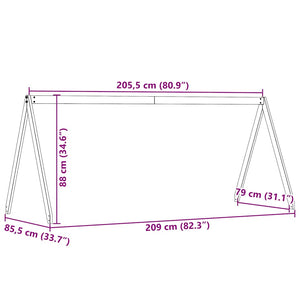 Οροφή Κρεβατιού Παιδική Καφέ 209x85,5x88 εκ. Μασίφ Ξύλο Πεύκου