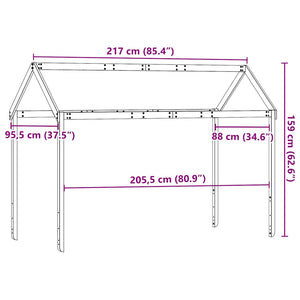 Οροφή Κρεβατιού Παιδική Λευκό 217x95,5x159εκ. Μασίφ Ξύλο Πεύκου