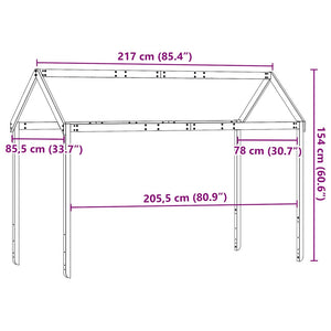 Οροφή Κρεβατιού Παιδική Καφέ 217x85,5x154 εκ. Μασίφ Ξύλο Πεύκου
