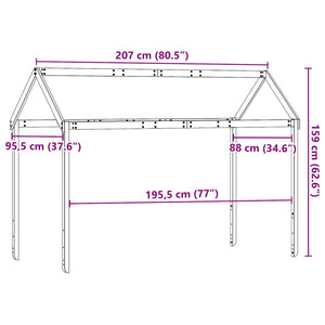 Οροφή Κρεβατιού Παιδική Λευκό 207x95,5x159εκ. Μασίφ Ξύλο Πεύκου
