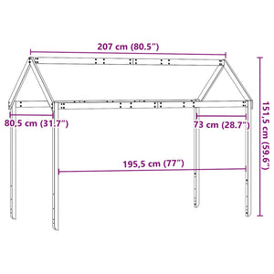 Οροφή Κρεβατιού Παιδική 207x80,5x151,5 εκ. Μασίφ Ξύλο Πεύκου