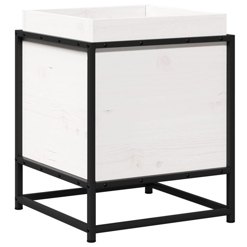 Ζαρντινιέρα Λευκή. 40x40x50 εκ από Μασίφ Ξύλο Πεύκου