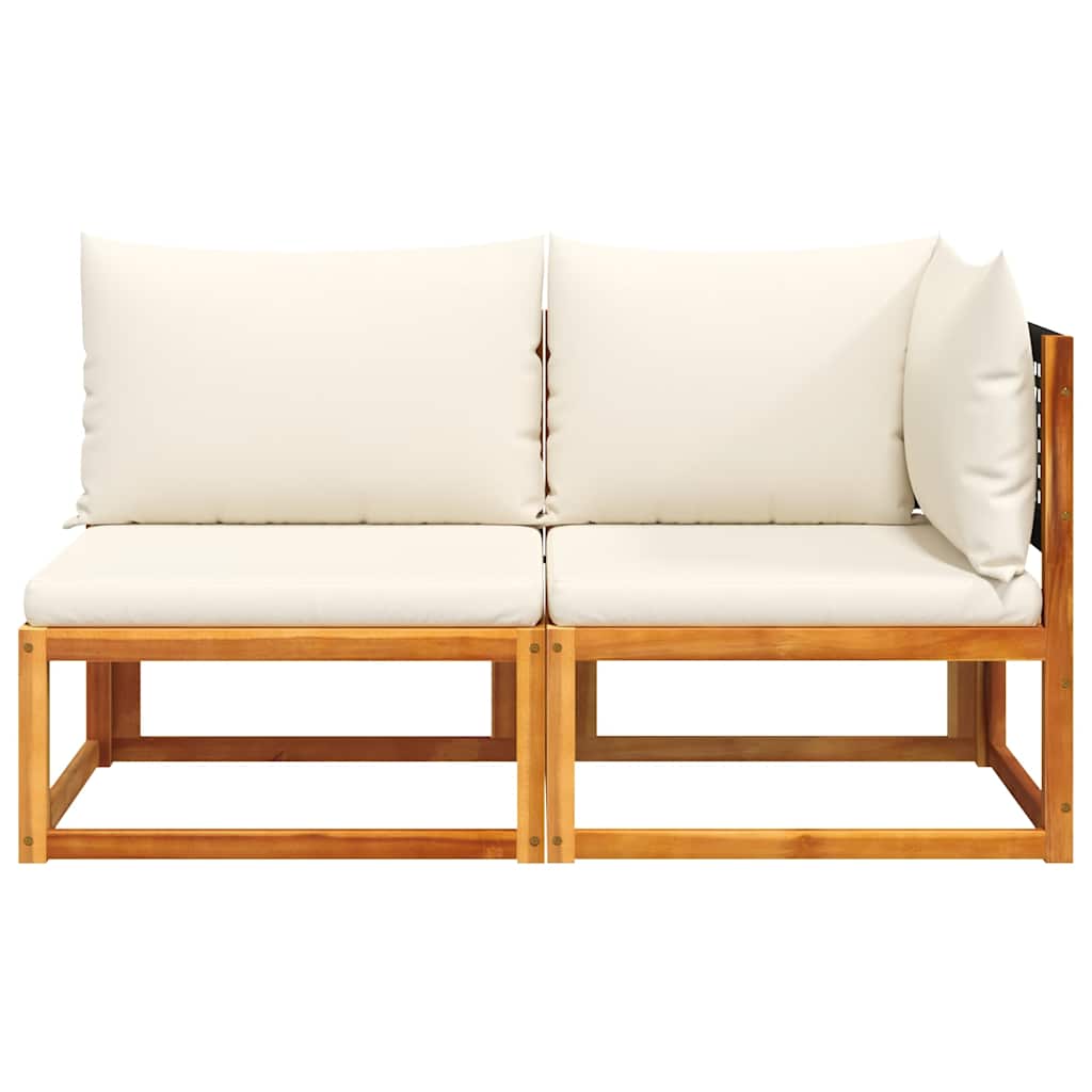Καναπές Κήπου Διθέσιος με Μαξιλάρια από Ξύλο Ακακίας & Ρατάν - Pakobazaar