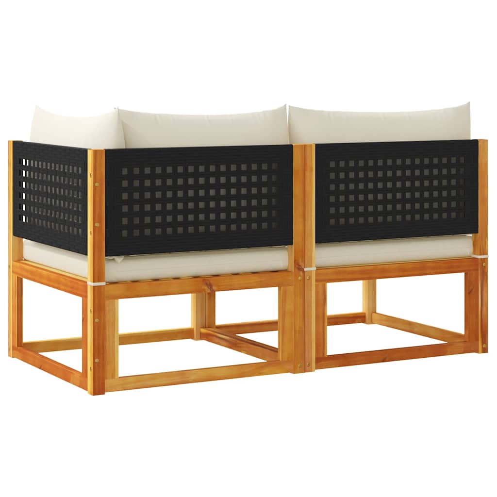 Καναπές Κήπου Διθέσιος με Μαξιλάρια από Ξύλο Ακακίας & Ρατάν - Pakobazaar