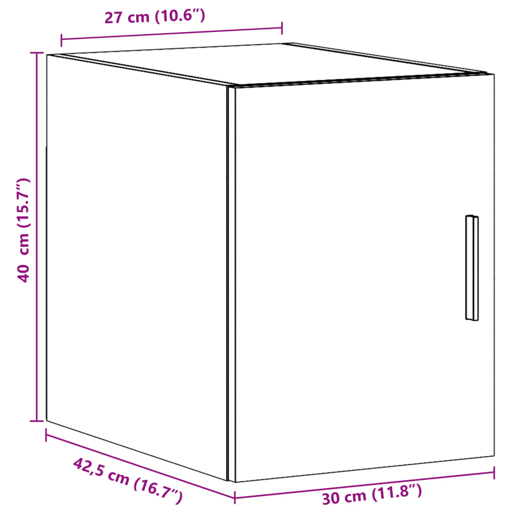 Ντουλάπι Τοίχου Καφέ Δρυς 30x42,5x40 εκ. Επεξεργασμένο Ξύλο