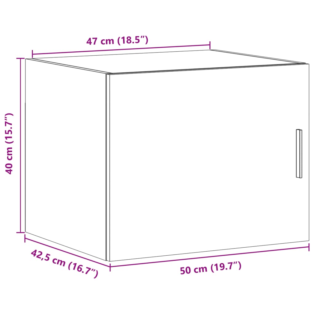 Ντουλάπι Τοίχου Γκρι Sonoma 50x42,5x40 εκ. Επεξεργασμένο Ξύλο