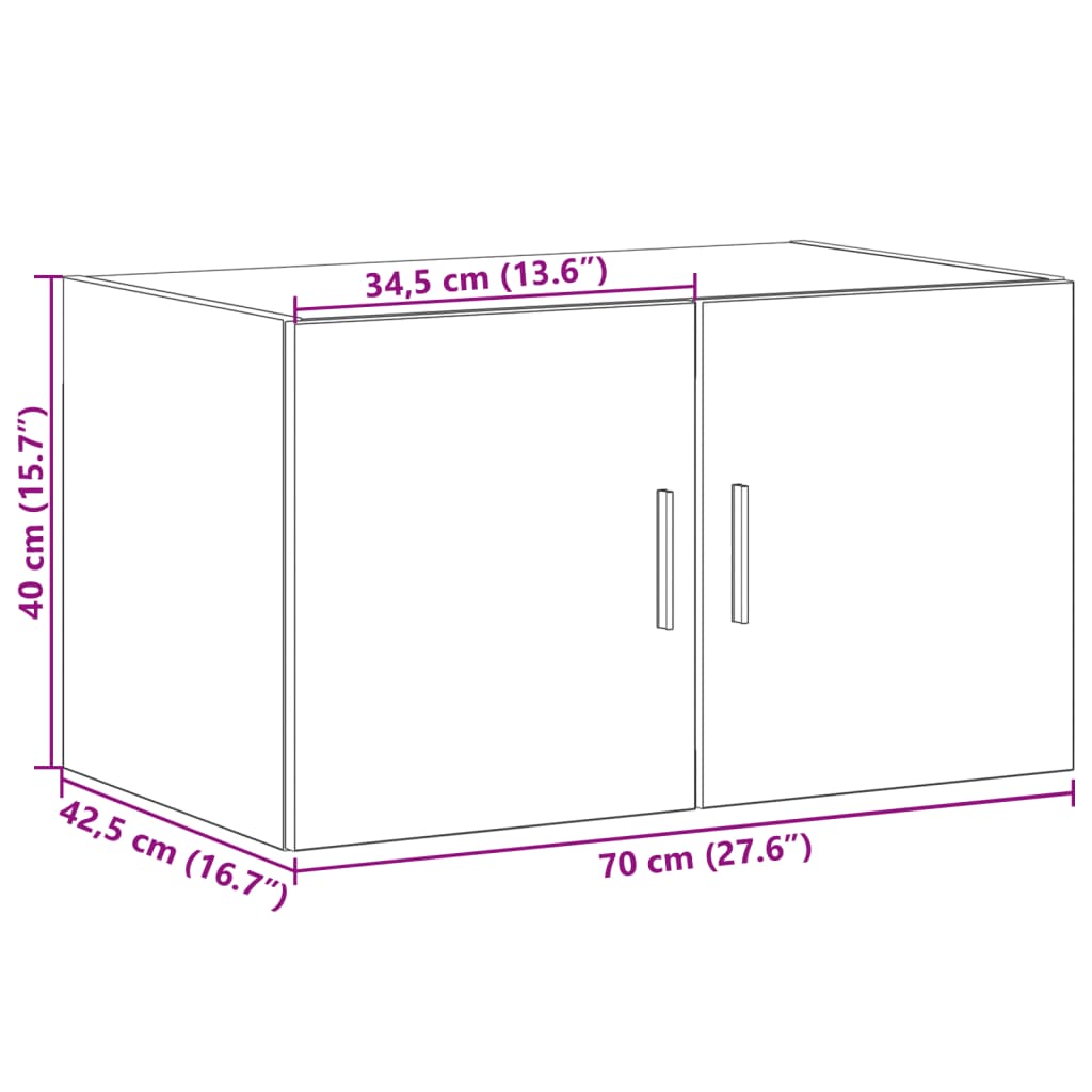 Ντουλάπι Τοίχου Καπνιστή Δρυς 70x42,5x40 εκ. Επεξεργασμένο Ξύλο - Pakobazaar