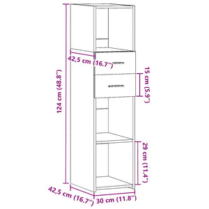 Ντουλάπι Γκρι Sonoma 30x42,5x124 εκ. από Επεξεργασμένο Ξύλο