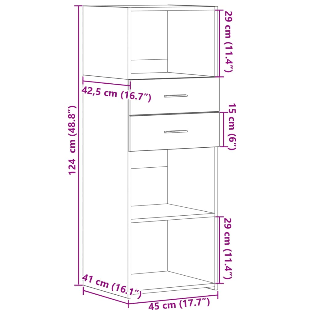 Ντουλάπι Γκρι Sonoma 45x42,5x124 εκ. από Επεξεργασμένο Ξύλο