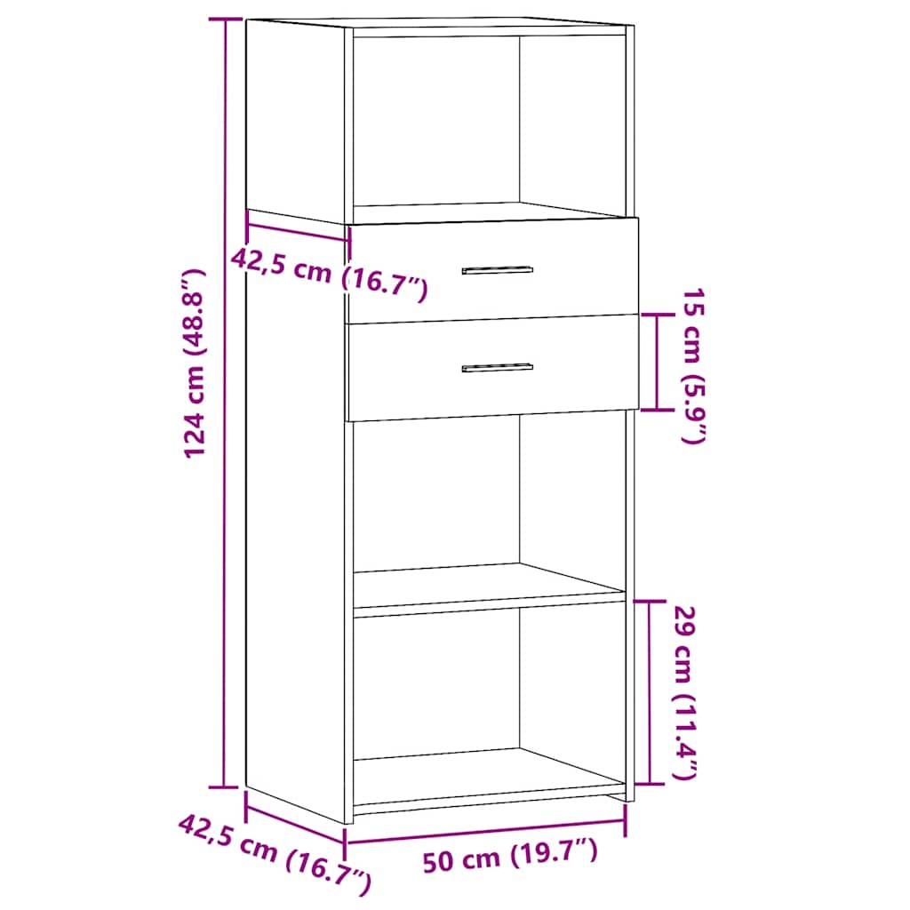 Ντουλάπι Γκρι Sonoma 50x42,5x124 εκ. από Επεξεργασμένο Ξύλο