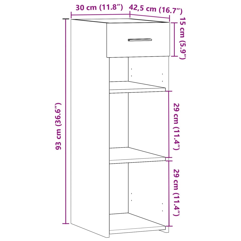 Μπουφές Καφέ Δρυς 30x42,5x93 εκ. από Επεξεργασμένο Ξύλο