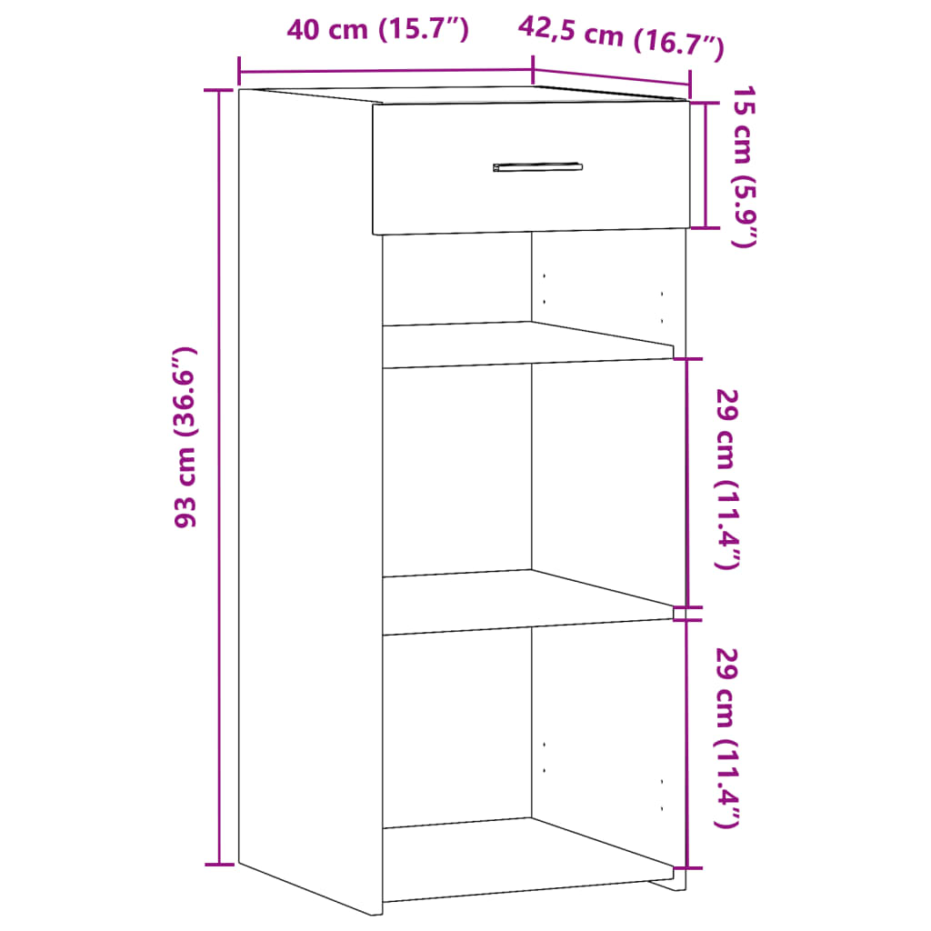 Ντουλάπι Καφέ Δρυς 40x42,5x93 εκ. Επεξεργασμένο Ξύλο