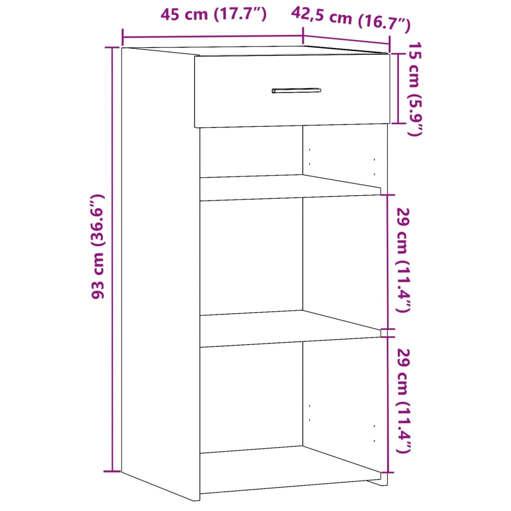 Συρταριέρα Λευκή 45x42,5x93 εκ. από Επεξεργασμένο Ξύλο - Pakobazaar