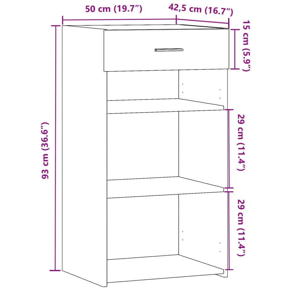 Συρταριέρα Μαύρη 50x42,5x93 εκ. από Επεξεργασμένο Ξύλο